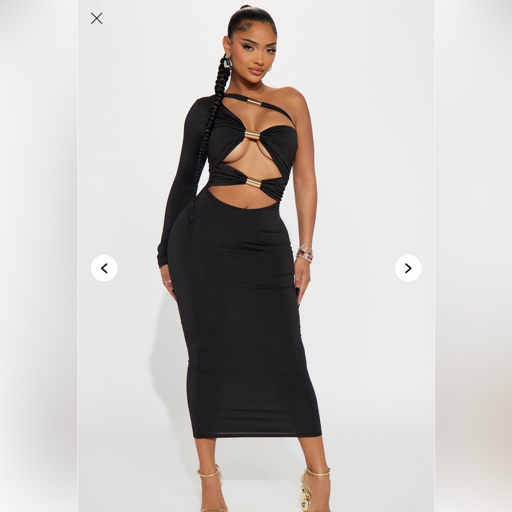 Black cut out Midi Dress